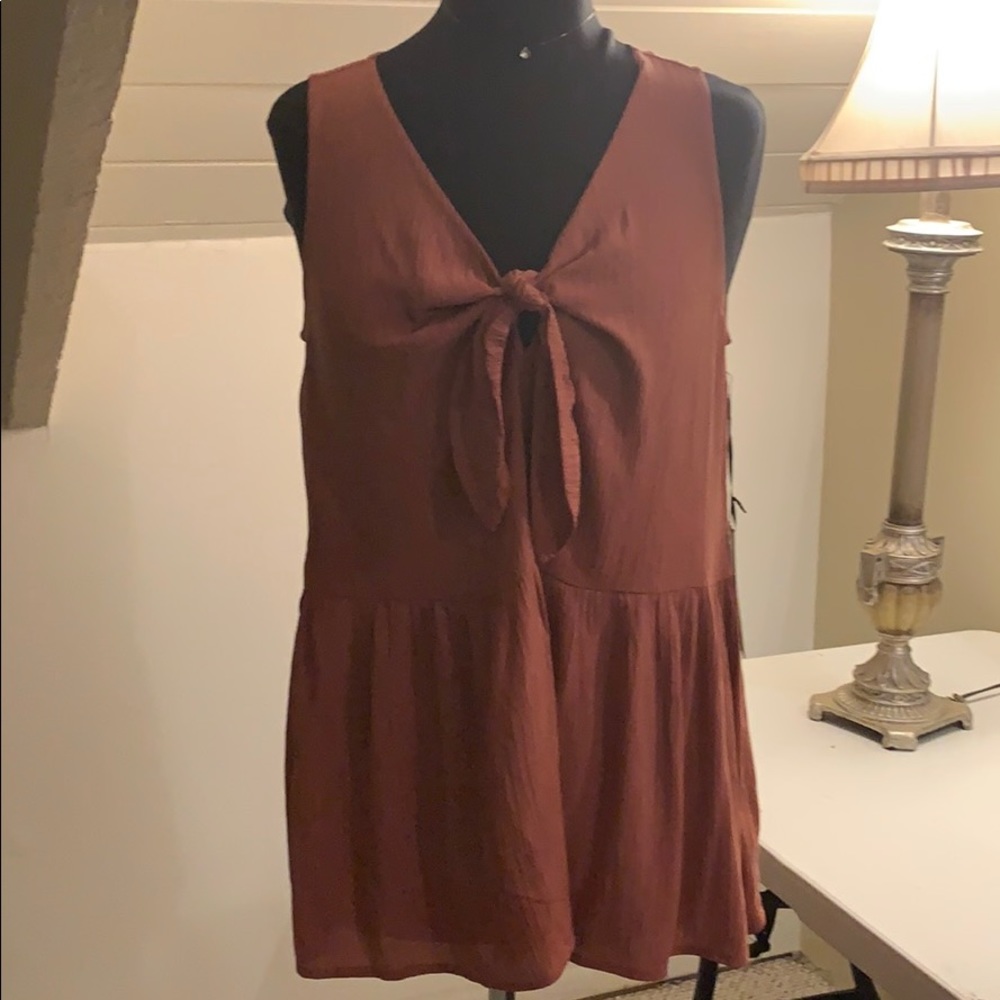 NWT Doe & Rae RUST SHEER Sleeveless shirtless